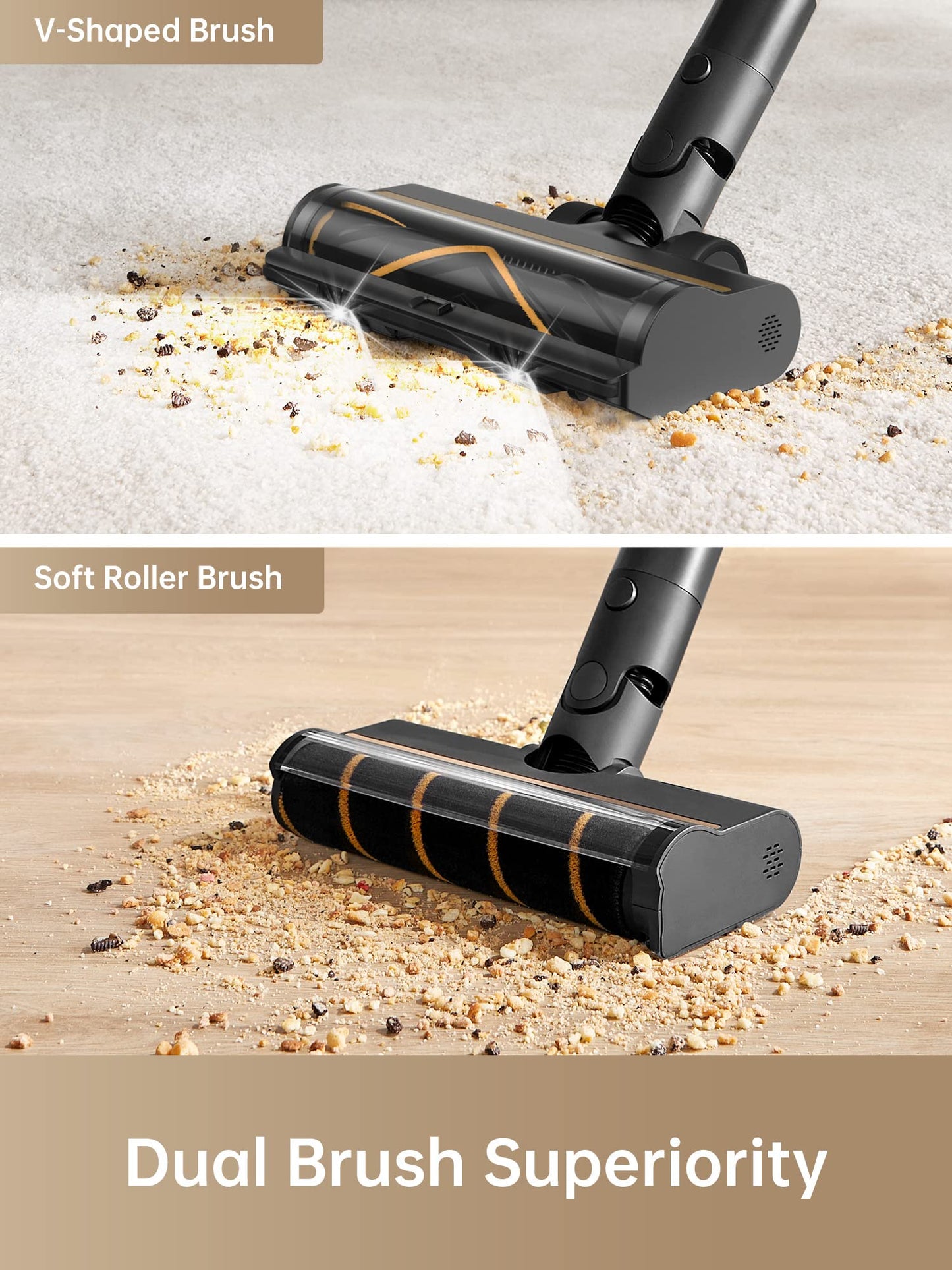 DREAME R10 Pro Cordless Vacuum Cleaner for Home, 6-in-1 Cordless Stick Vacuum Rechargeable, 65Mins Runtime, Powerful Suction, Wireless Vacuum Cleaner for Hardwood Floor, Carpet, Tile, Pet Hair, Black