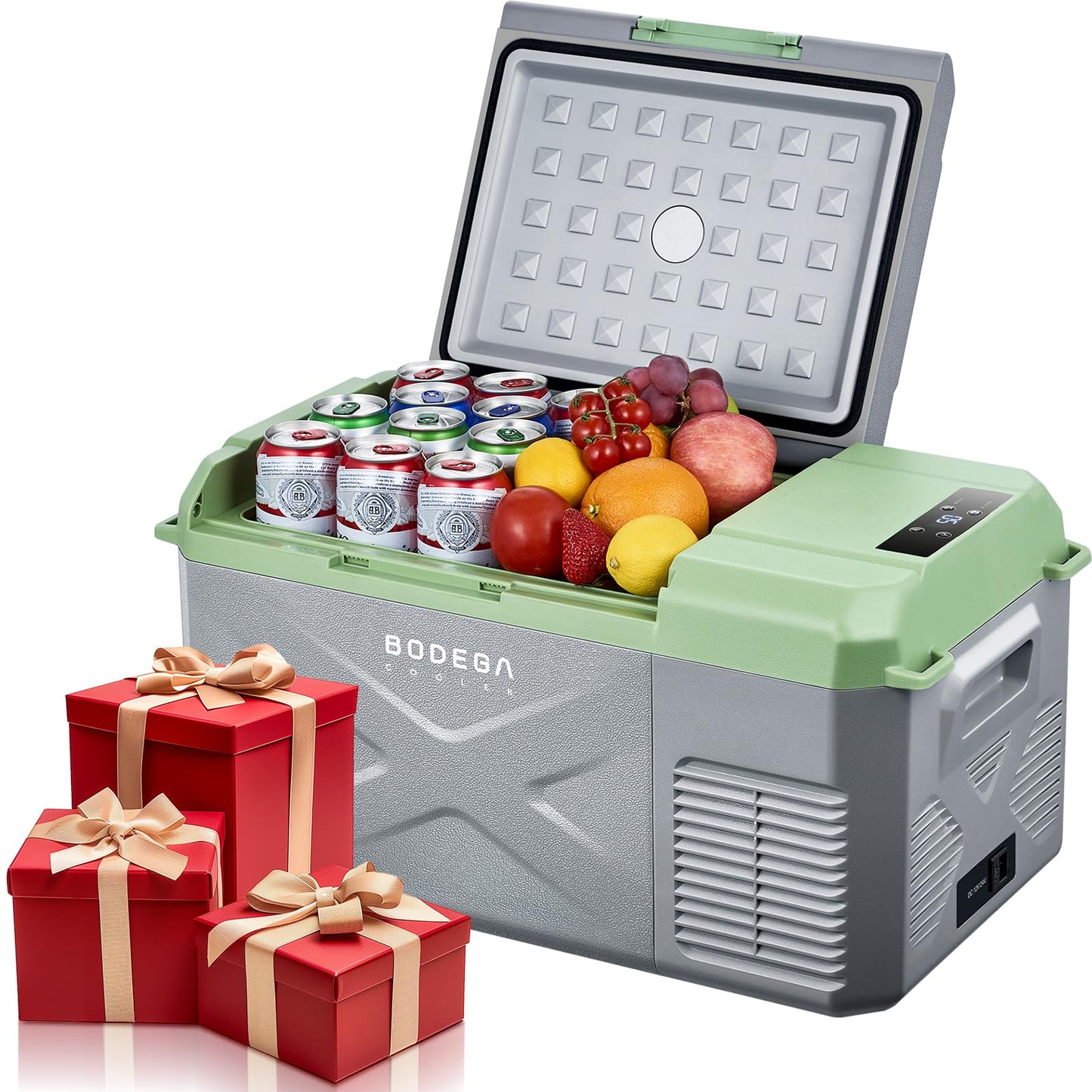 BODEGACOOLER 12 Volt Car Refrigerator, 18 Quart Portable Freezer, Car Fridge -4℉-68℉, Compressor Electric Cooler 12/24V DC100-240 Volt AC for Outdoor RV Camping Travel Vehicles Home Use