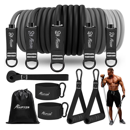 HPYGN Resistance Bands, 200 LBS Workout Exercise Bands with Handles Door Anchor Portable Bag Legs Ankle Straps for Resistance Training Muscle Exercise Physical Therapy Home Workouts