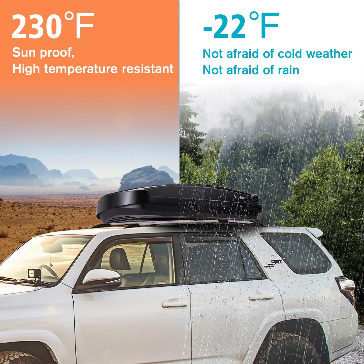Hard Shell Roof Cargo Box, 16 Cu Ft Rooftop Cargo Carrier with Dual Side Opening, ABS PMMA Black Roof Box for Car SUV, 130 lbs Capacity, 58.3"x35.4"x13", Tool-Free Install