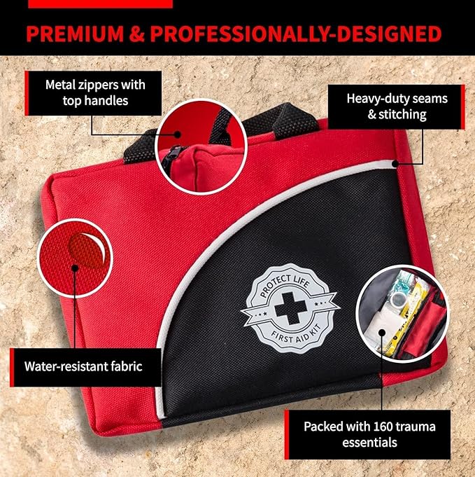 Protect Life Survival First Aid Kit for Home/Business, Camping Survival Kits | Mini Travel First Aid Kit | Camping Equipment | Small Kits for Car | Outdoor Emergency Survivals Pack