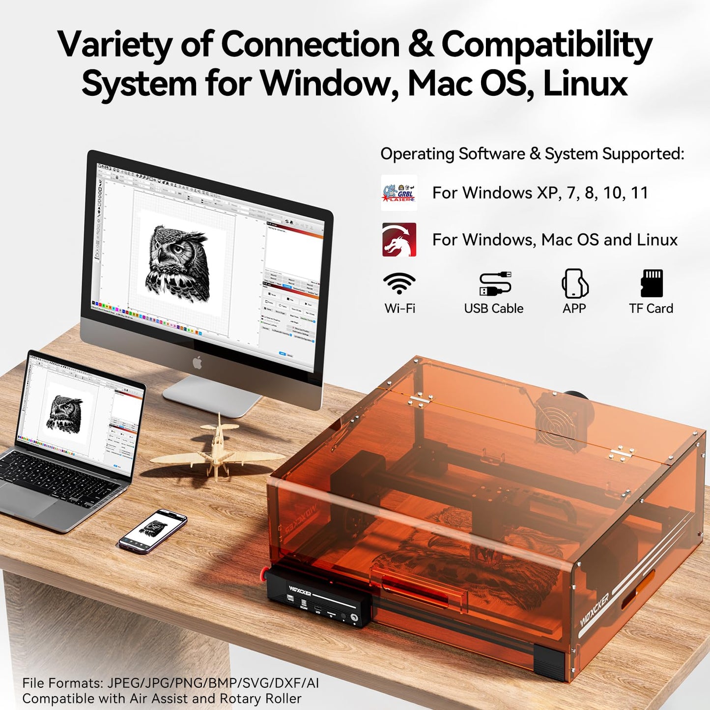Laser Cutter and Engraver Machine, Woxcker L2 MAX 10W Enclosure Laser Engraving Machine, 300x300mm Bed Size CNC Engraving Machine 0.01mm High Precision Engraver for Wood Stainless Steel Glass Metal