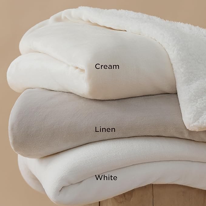 Bedsure Sherpa Fleece Throw Blanket Twin Size for Couch - Thick and Warm, Soft Fuzzy Plush Twin Blanket for Winter, White, 60x80 Inches