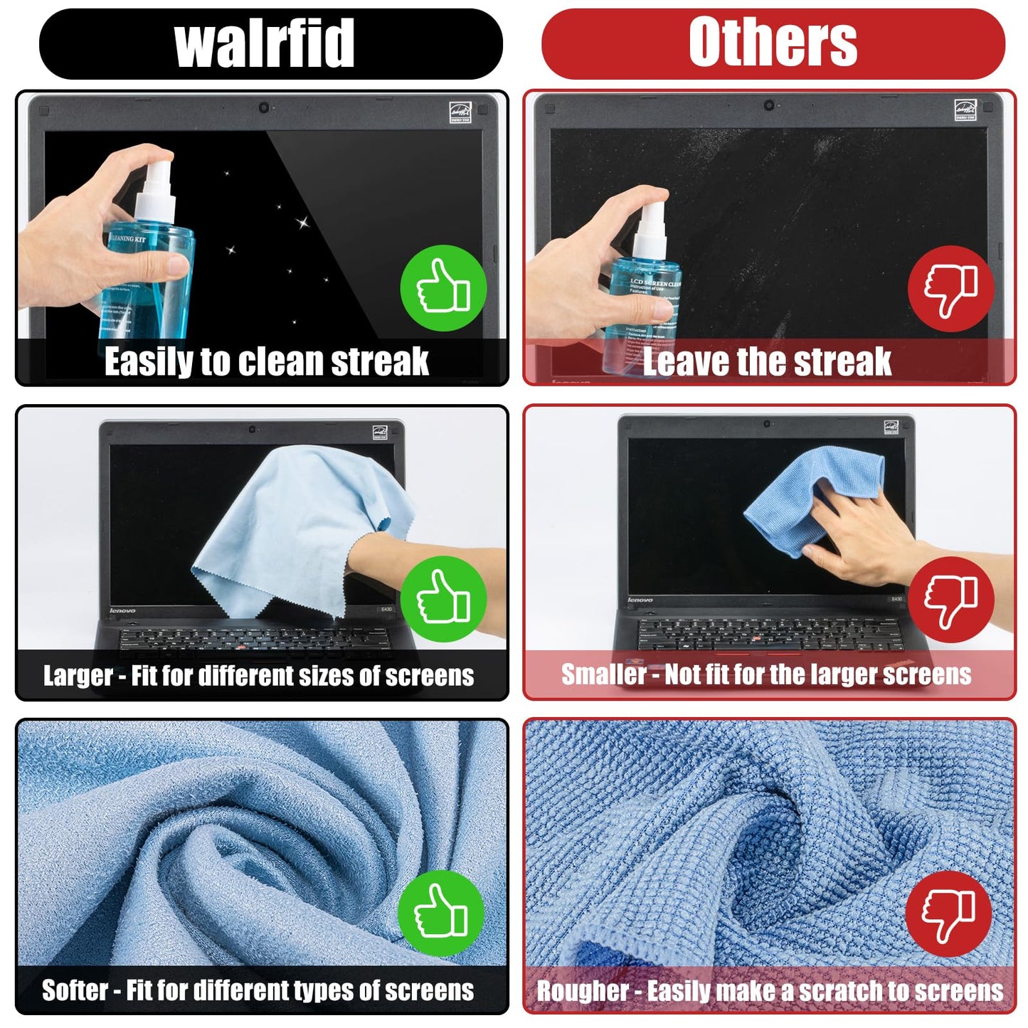Car Screen Cleaner Spray, walrfid TV Computer Laptop Touchscreen Mist Cleaning Kit Wipe for CD Disc DVD VCD, Electronic Cell Phone iPad iPhone MacBook Pro Tablet Monitor LCD LED Flat Screens