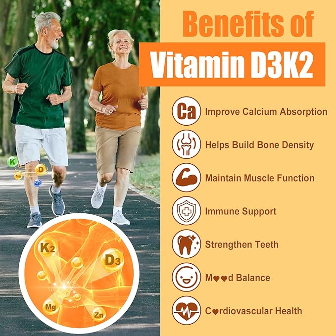 2 Pack Vegan Vitamin D3 5000IU K2 Gummies+ 1 Pack Whole Food Vitamin C Gummies