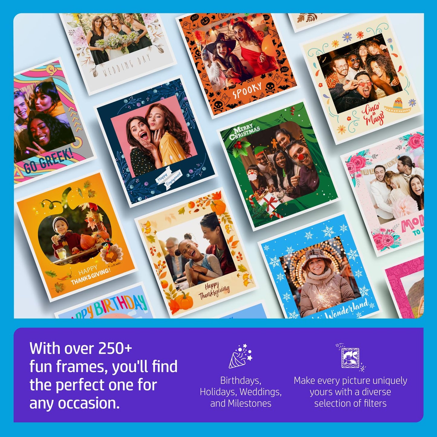 HP Sprocket Photo Booth Machine Instant Color Photo Printer - 10.1" Touchscreen Photobooth, LED Ring Light - Customize w/ 250+ Frames, Prints on 3x4 Zink Paper or Share via QR Code, Mobile App - White