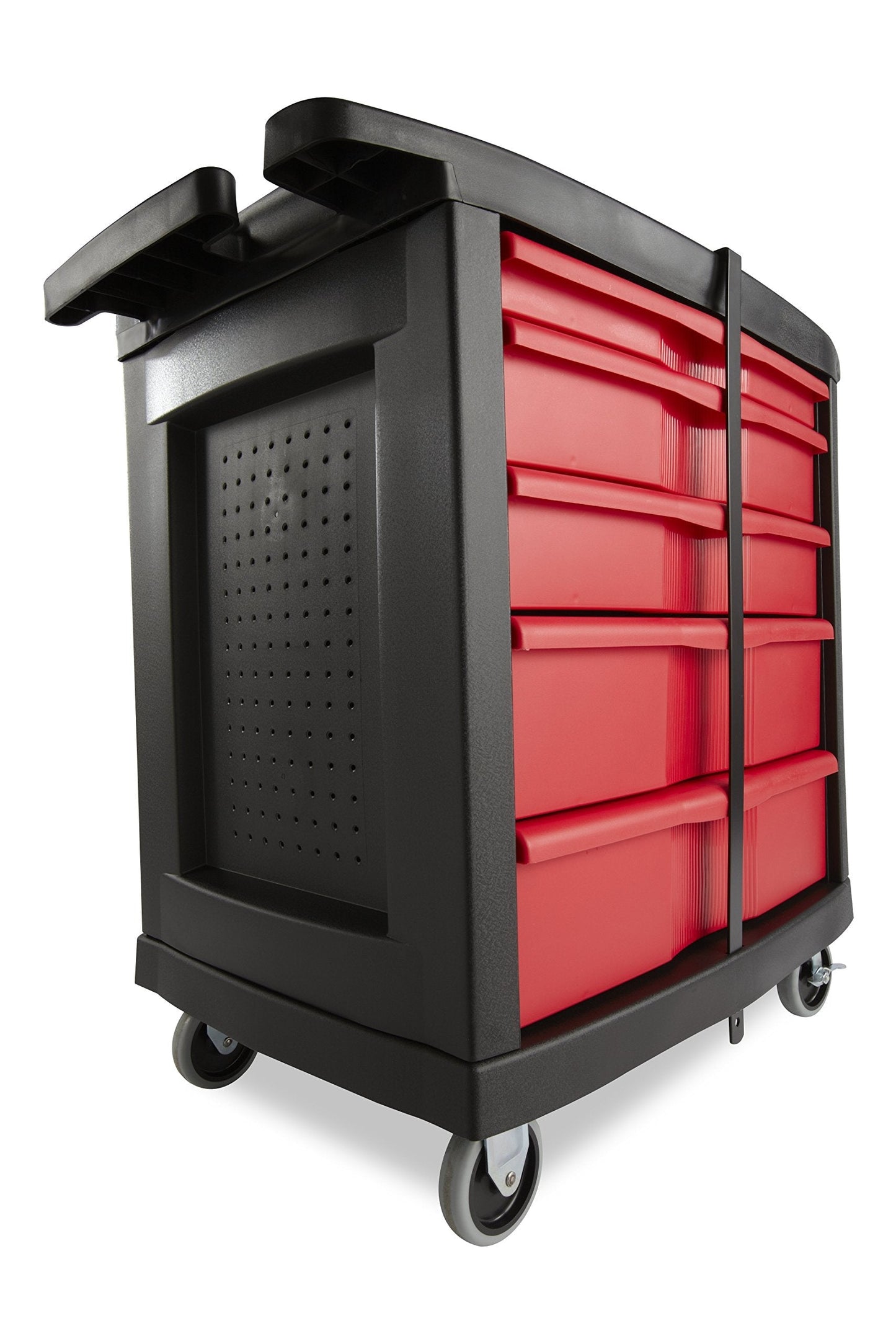 Rubbermaid Commercial Products Mobile Tool Work Center, 5 Drawers, 250 lb. Capacity, Black, for Warehouse/Garage/Cleaning/Maintenance