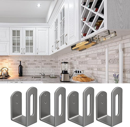 Aogigigio Under Cabinet Cutting Board Holder - 4 Pcs Cutting Board Holder Pot Lids Rack Storage Stainless Steel Under Shelf Counter Chopping Board(Grey)