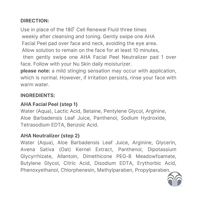 Nu Skin 180 Facial Peel & Neutralizer - Lactic Acid and Avena Sativa Extract Face Peel | Accelerate Skin Cell Turnover, Reduce Wrinkles | Skin Care Facial Peel, Soothing Skin Neutralizer