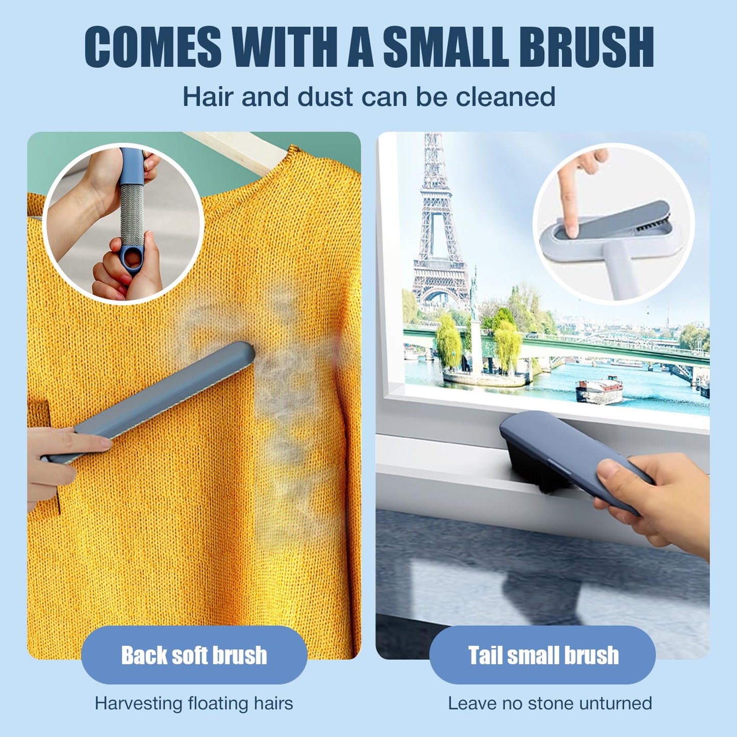 YoPoLL Pet Hair Remover 4 in 1- Reusable Long Handle Dog Hair Remover Brush, Washable Lint Cleaner for Dog and Cat Hair, Gentle on Furniture, Multifunctional Hair Removal Brush, 2 Pcs Carpet Scraper