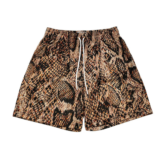 MECH-ENG Men's Graphic Shorts Basketball Athletic Fitness Training Shorts Casual Mesh Lightweight Breathable(Snake Brown Small)