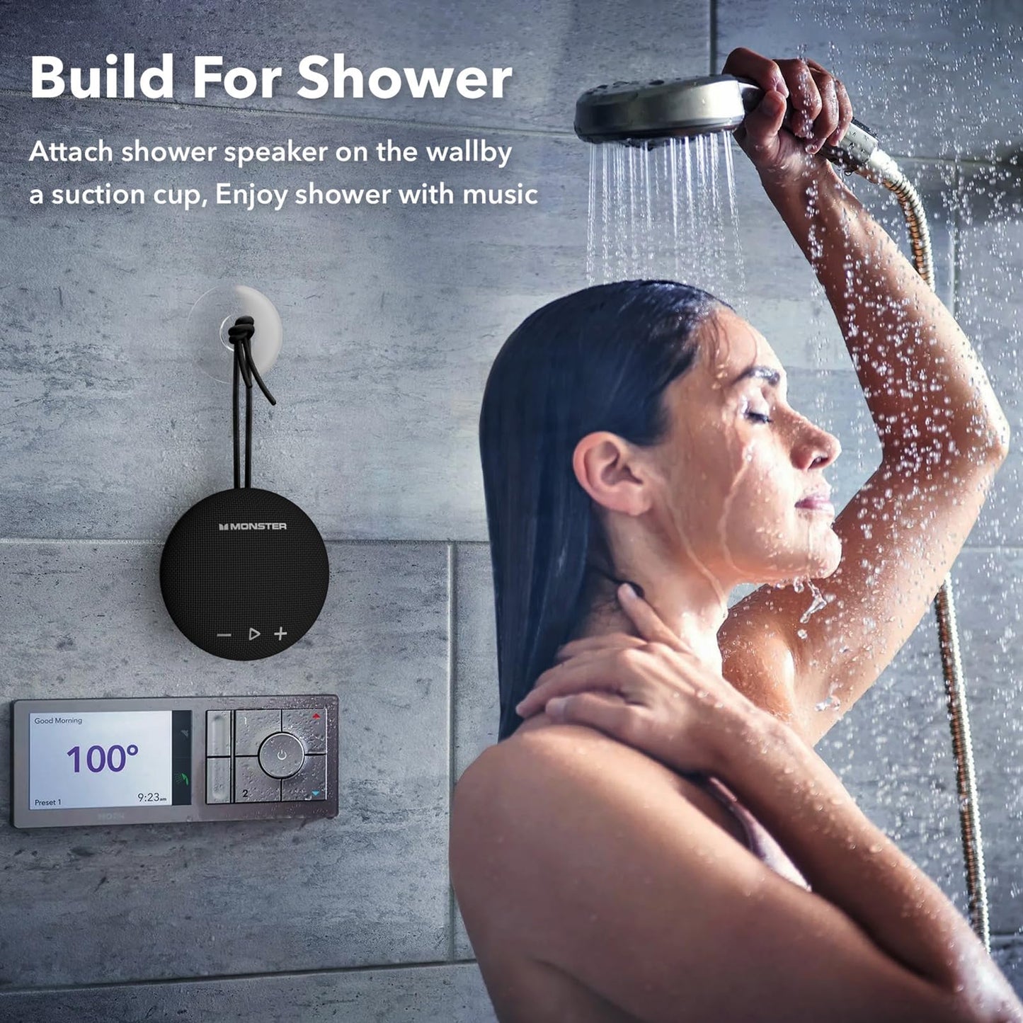 Monster Bluetooth Speaker, IPX8 Shower Speaker Waterproof, Bluetooth 5.4 with Loud HD Sound and Robust Bass, Extra Long Playtime Punchy, for Home, Beaches Portable Wireless Outdoor Speakers