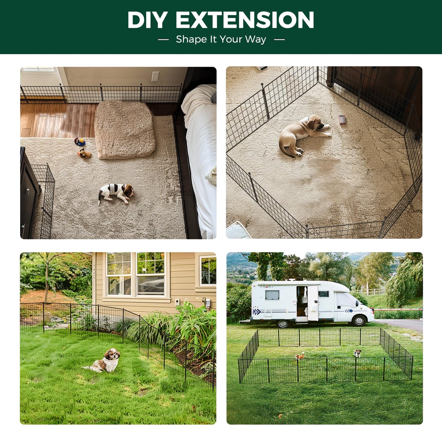 FXW MiniPaws Dog Playpen for Yard & RV Camping, Expandable 20-inch 8 Panels for Puppies and Small Dogs, Portable for Indoor and Outdoor Use