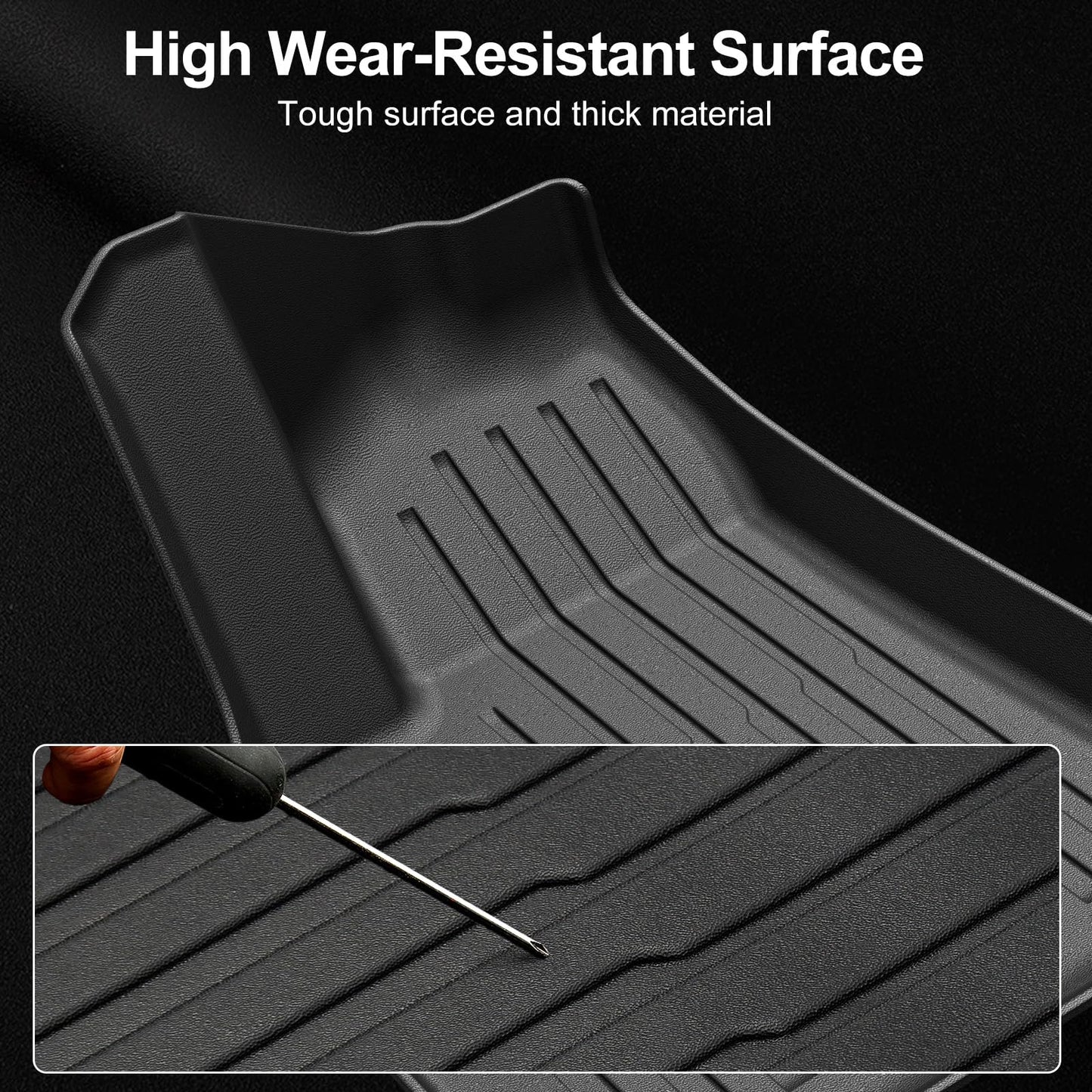 Foronetry Floor Mats for 2025 2026 Tesla Model Y Juniper, 8PCS All Weather Full Set Cargo Liners Accessories, 3D TPE Odorless Floor Mat Trunk Frunk Rear Well Mats Custom for 5-Seater(Not Fit 7Seat)