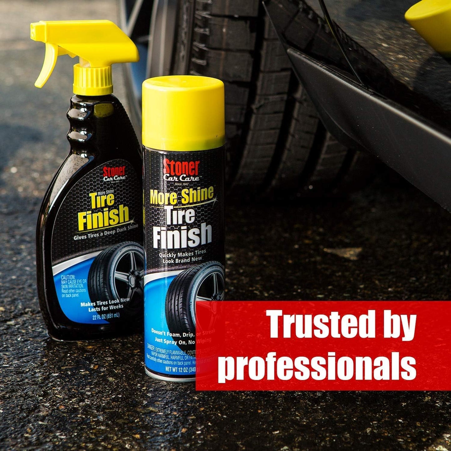 Stoner Car Care 91044-12PK Original More Shine Tire Finish for Tire and Wheel Care Creates a Long-Lasting, Rain-Resistant Tire Shine, Makes Faded Tires Look New, Non-Greasy Formula, 12 Oz, Pack of 12