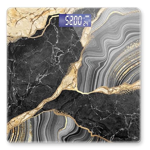 Weight Scale Digital Scale for Body Weight Bathroom Scales Personalized Scale for Body Weight 400 lbs with Large Backlit Display Easy Read - Black and Gold Marble