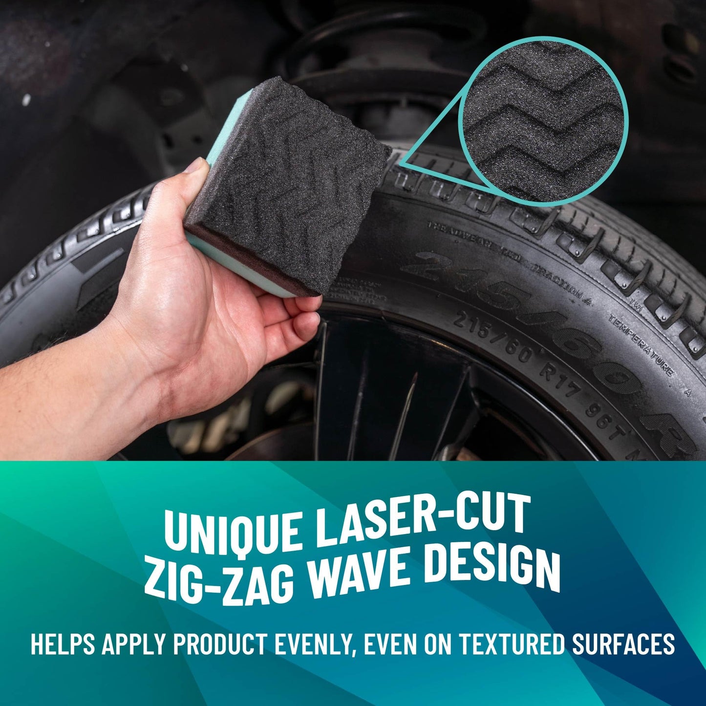 Chemical Guys Durafoam Contoured Large Tire Dressing Applicator with Wonder Wave, 2 Pack