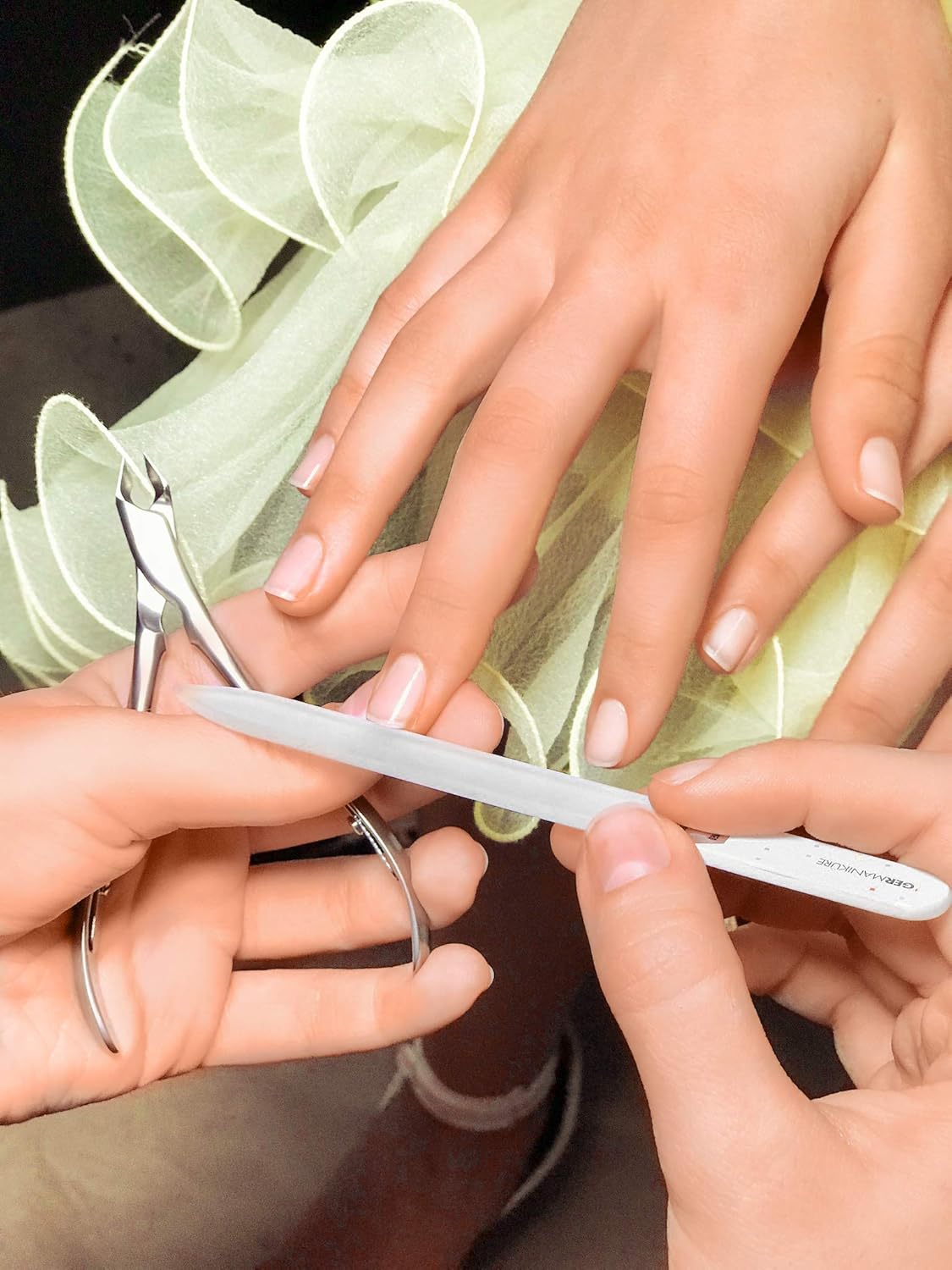 GERMANIKURE 5pc Manicure Set in Leather Case -FINOX Stainless steel tools handmade in Solingen Germany – Professional Nail and Cuticle Care Travel Implements