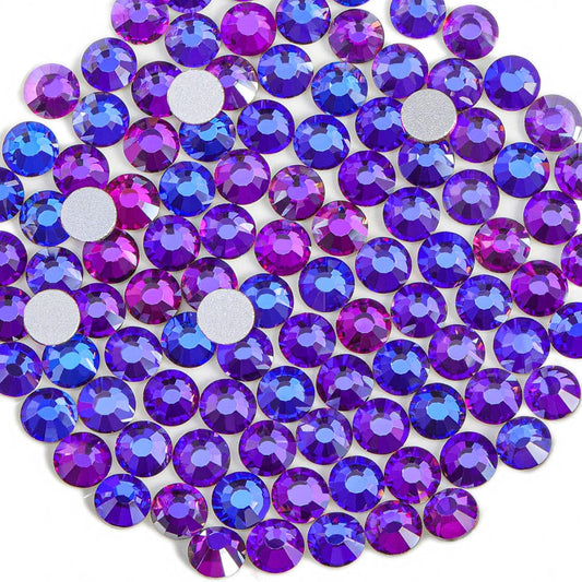 Beadsland 1440pcs Flat Back Crystal Rhinestones Round Gems for Nail Art and Craft Glue Fix, Purple Velvet,SS20,4.6-4.8mm