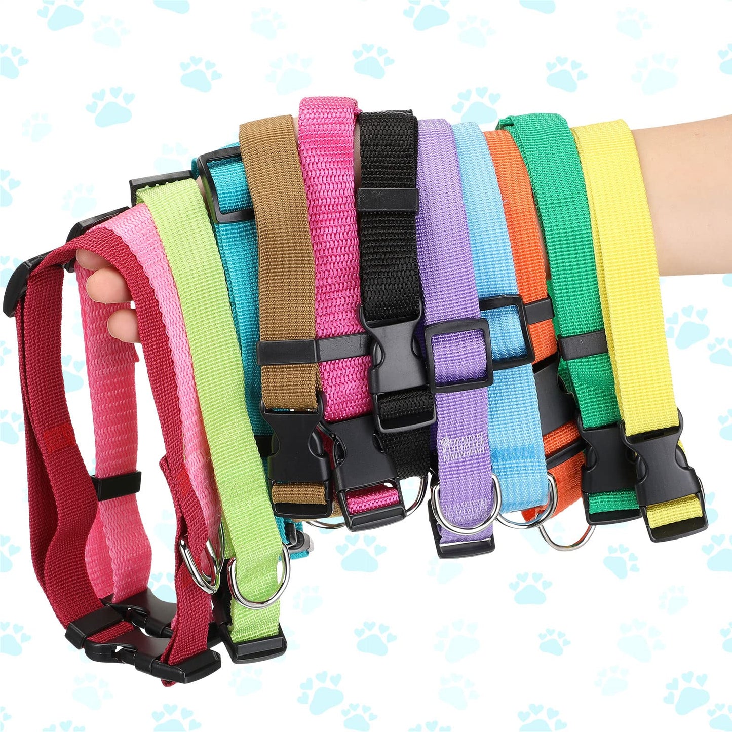 Buryeah 12 Pieces Adjustable Dog Collar Bulk, Nylon Puppy Dog Collars with Quick Release Buckle Collar Bulk for Pets Walking Running Training, Medium(Mixed Colors)