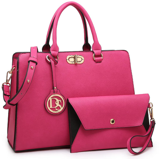Dasein Women Handbags Purses Ladies Work Purse Satchel Tote Top Handle Shoulder Bags with Matching Clutch
