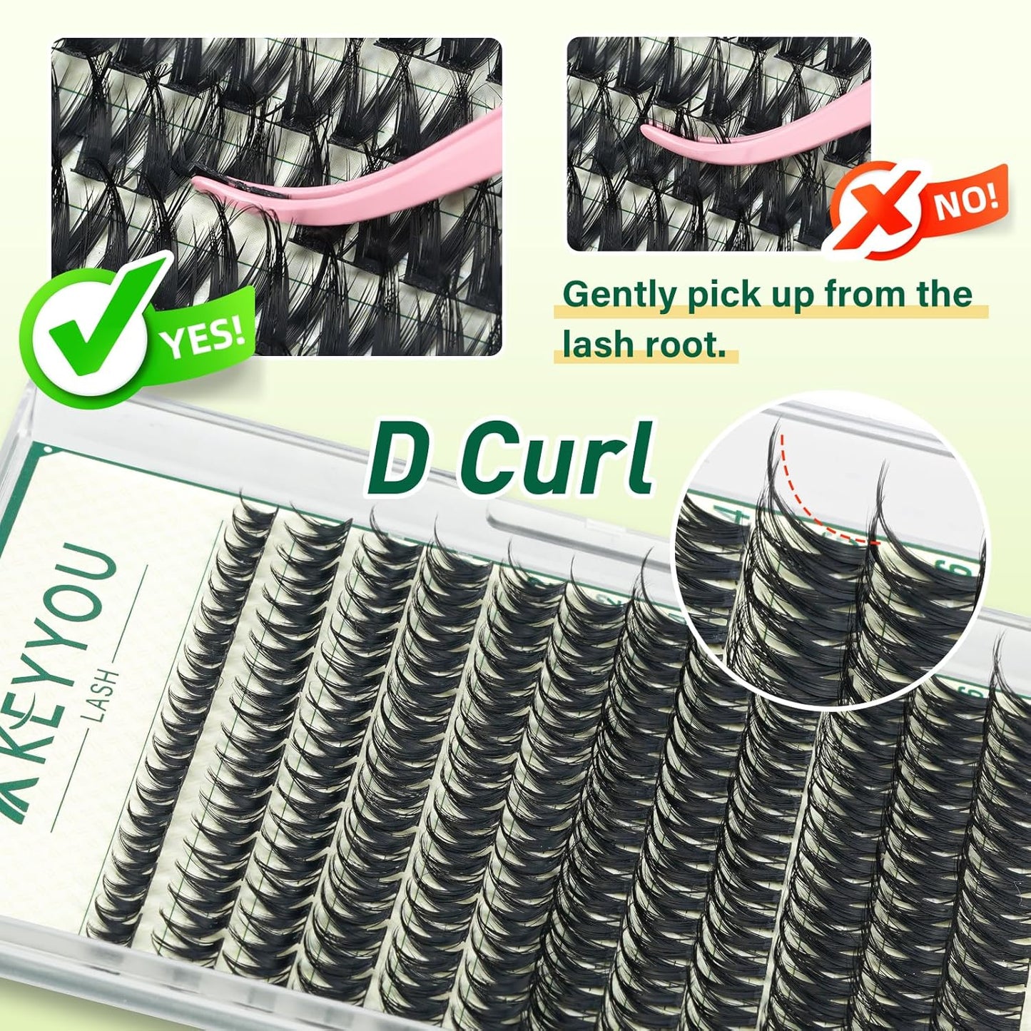 KEYYOULASH Lash Clusters Manga Lash Extension D Curl 120pcs 8-18mm Wispy Eyelash Clusters Natural Volume Eyelash Extensions Individual Lashes DIY at Home(KY01,D-8-18MIX)