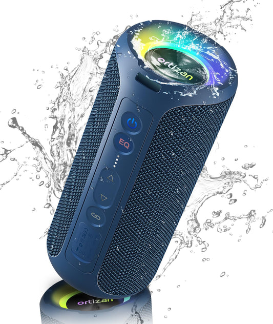 Ortizan Bluetooth Speaker, Portable with Big Audio, Wireless Stereo, 40W Deep Bass, RGB Light, BT5.3, Waterproof Shower Speakers for Outdoor/Beach/Home, Electronic Gift, Blue