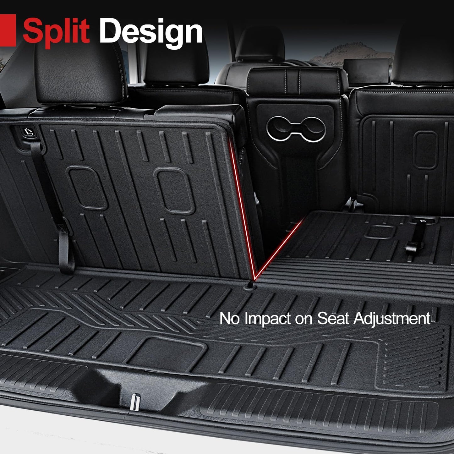 HOUCLEMIC Floor Mats for 2023-2025 Honda Pilot Cargo Mat with Backrest Mat All Weather TPE Cargo Liner Car Mats Replacement Protection for 2025 Honda Pilot Accessories Door Sill Guards