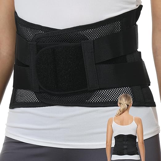NeoTech Care Adjustable Double Pull Lumbar Brace/Lower Back Belt (Black, Size M)
