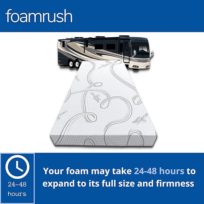 FoamRush 6-Inch Bunk (30" x 72") Mattress Gel Memory Foam RV Mattress Replacement with Cotton Cover, Medium Firm, Comfort, Pressure Relief, Made in USA, Travel Camper Trailer Truck
