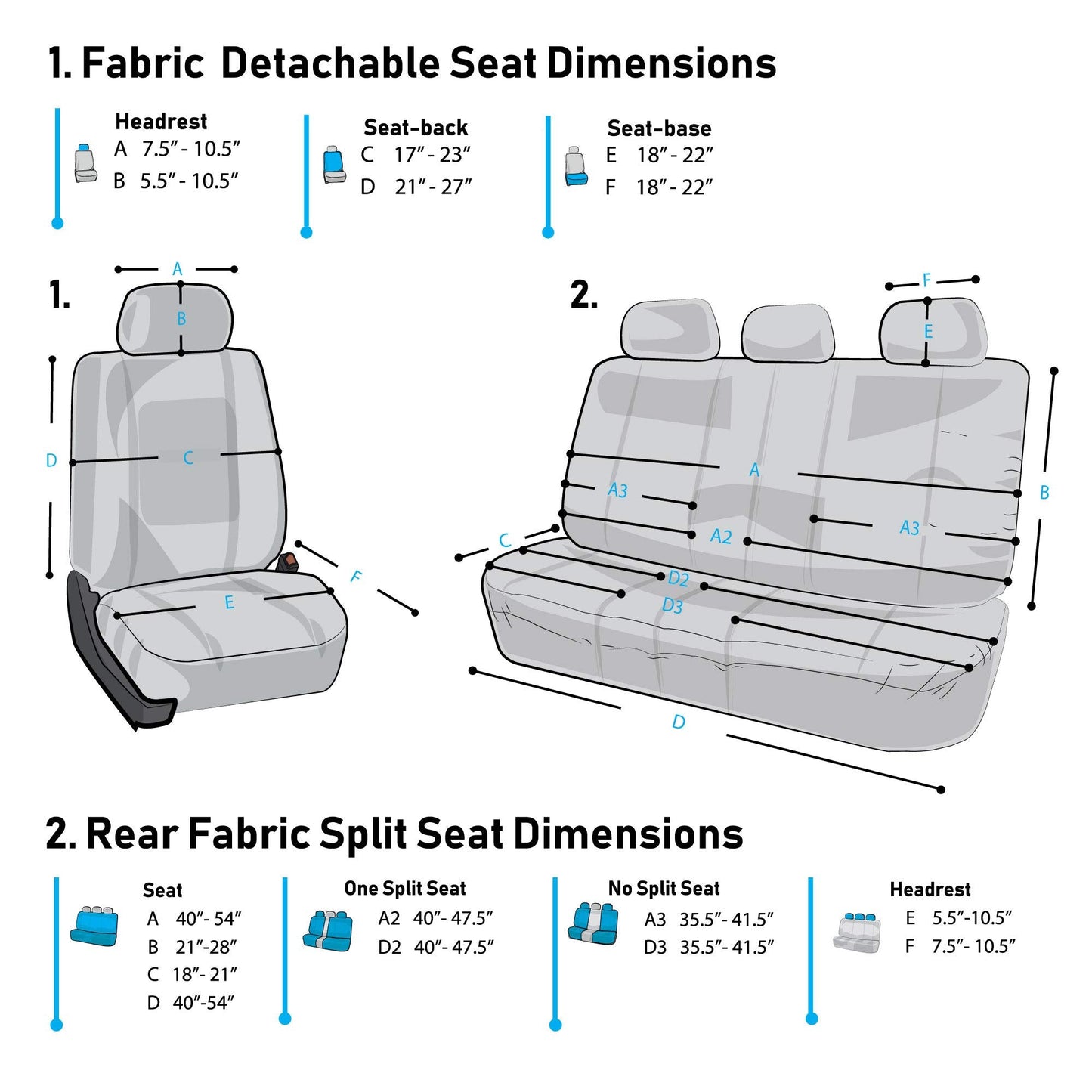 FH Group Light Breathable Durable Washable Flat Foam Padding Cloth Full Set Car Seat Covers, Airbag & Split Compatible w Gift - Universal Fit for Cars Trucks and SUVs (Black)