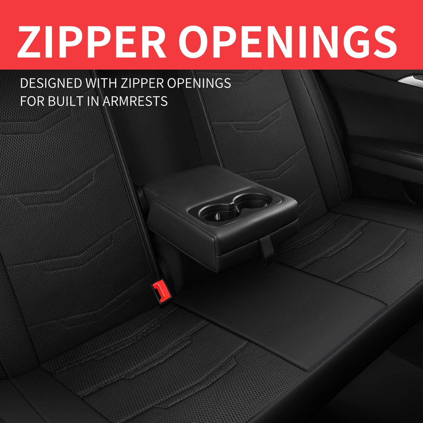 HChengkikz Car Seat Covers Full Set,Leather Car Seat Covers,Breathable and Sporty Car Seat Cover,Universal Fit Anti-Slip Seat Covers for SUV Cars Sedan and Truck(Full Seat,Black,N2)