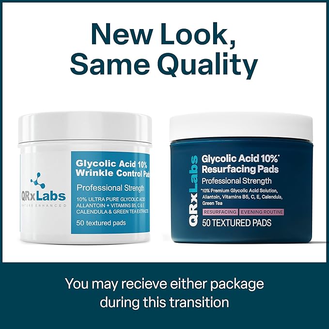Glycolic Acid 10% Resurfacing Pads for Face & Body with Vitamins B5, C & E, Green Tea, Calendula, Allantoin - Exfoliates Surface Skin and Reduces Appearance of Fine Lines and Wrinkles - Peel Pads