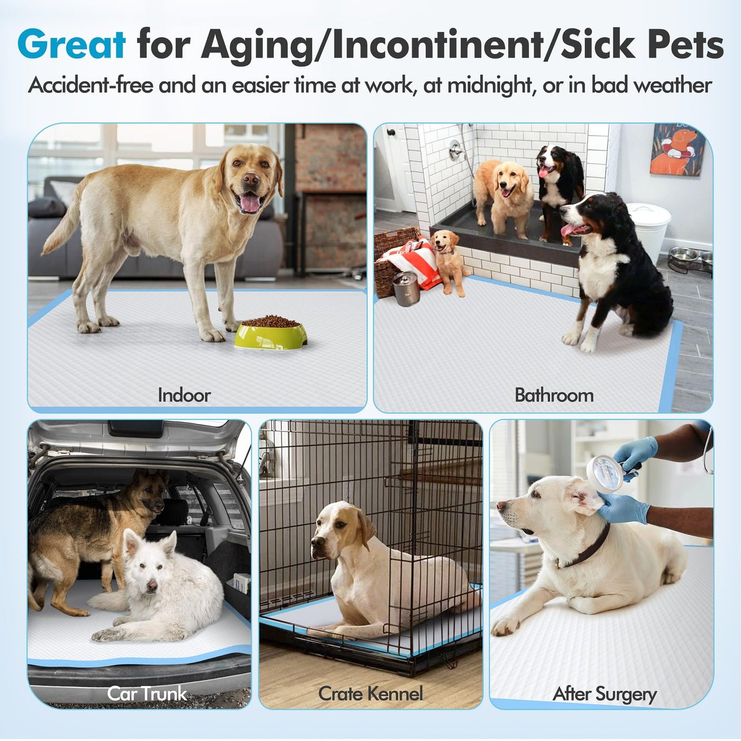 Gimars XXXXL 36"x36" Thicken Heavy Absorbency Dog Pad Extra Large- Jumbo Disposable Polymer Quick Dry No Leaking Pee Pads for Dogs, Cats, Rabbits Pets 30 Counts
