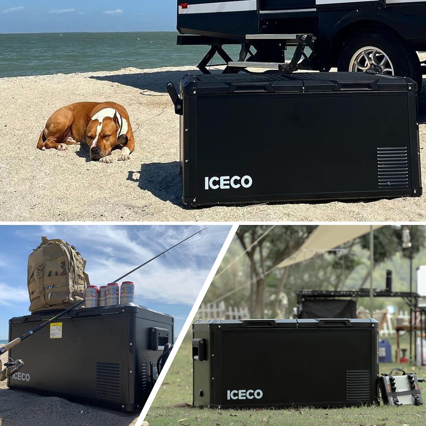 ICECO VL75 ProD Portable Refrigerator with Multi-directional Lid, 12V Dual Zone Fridge Freezer Powered by SECOP, Dual USB & 12/24V DC, 110-240V AC, 0°F to 50°F, Car, RV, Outdoor Use|with 250wh Battery