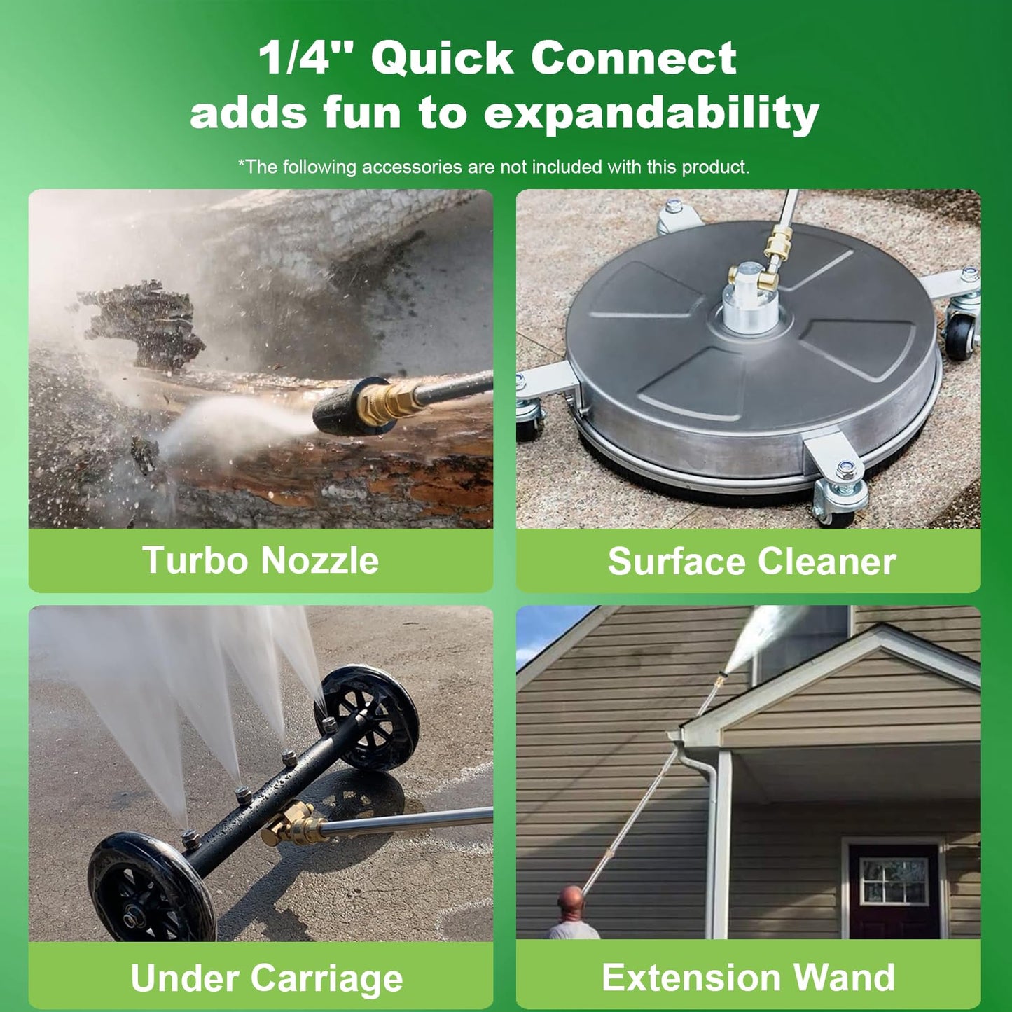 commowner Electric Pressure Washer 5000PSI 4.0GPM Power Washers with M22-14mm Pressure Hose 33FT, Power Sprayers High Pressure with 1/4" QC Compatible Surface Cleaner for Home Cars Driveways, LGreen