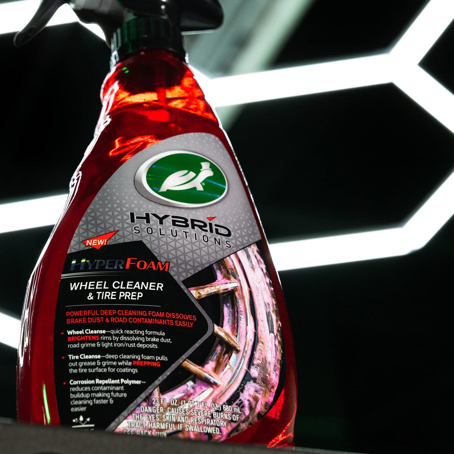 Turtle Wax 53734 Hybrid Solutions Hyper Foam Wheel and Tire Cleaner, Spray on Heavy Duty Formula for Both Wheels and Tires, Brake Dust Remover, Clean and Prep for Tire Shine, 23 oz. (Pack of 1)