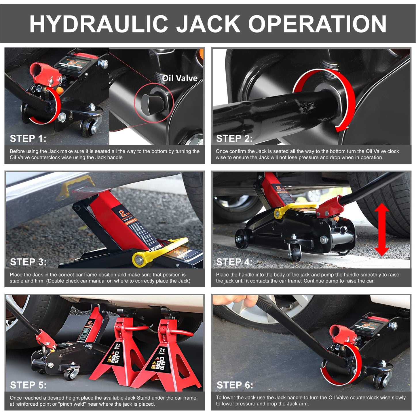 DNA MOTORING TOOLS-00280 Low Profile Hydraulic Trolley Service/Floor Jack Combo with 2 Ratchet Jack Stands, 2 Ton (4000 lbs) Capacity