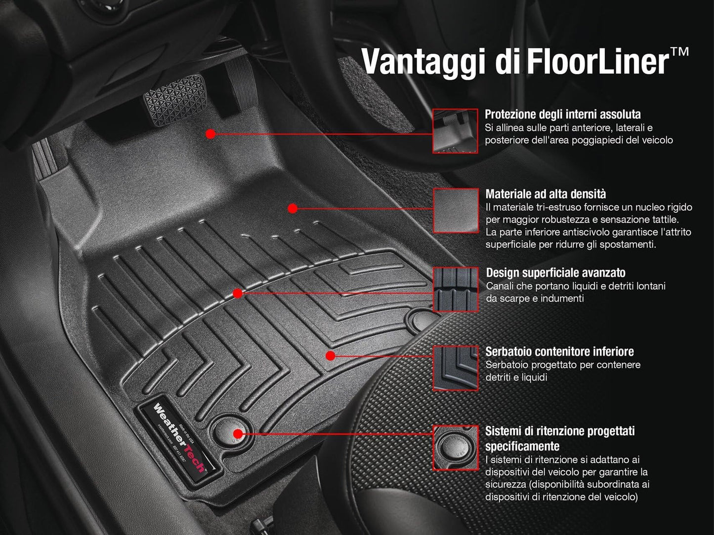 WeatherTech Custom Fit FloorLiners for Toyota Tacoma (Automatic) - 1st Row (4412991), Black