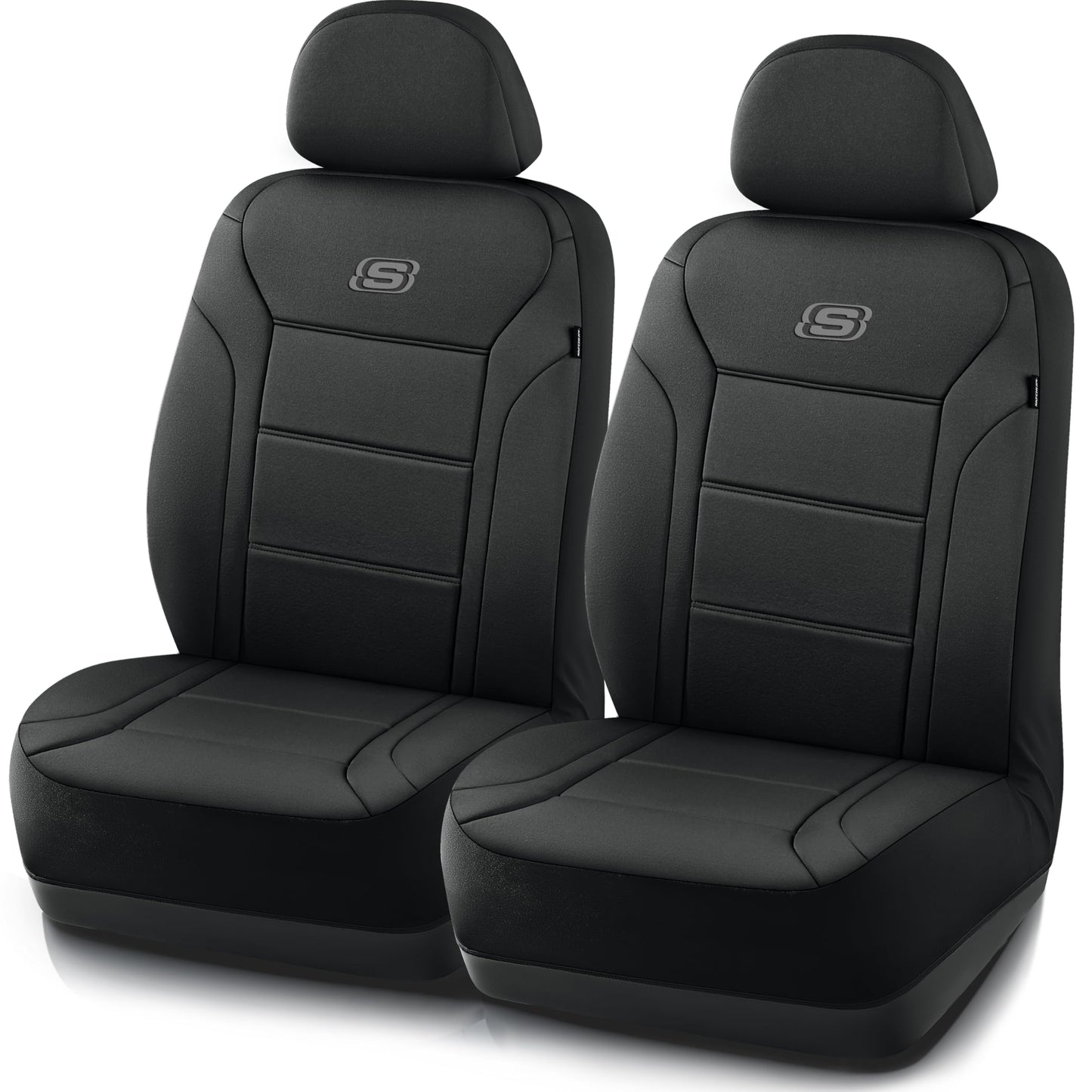 Skechers Memory Foam Car Seat Covers, Lycra Fabric Seat Cover, Car Seat Covers Front Seats Airbag Compatible, Automotive Comfort Protection for Most Cars, Trucks, SUVs, Black