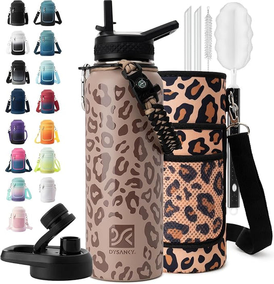 DYSANKY Insulated Water Bottle | Thickened Stainless Steel Vacuum Metal | Portable Sports Water Jug for Gym and Hiking with Straw, Carrier Bag, Handle Strap | BPA-Free 40 oz