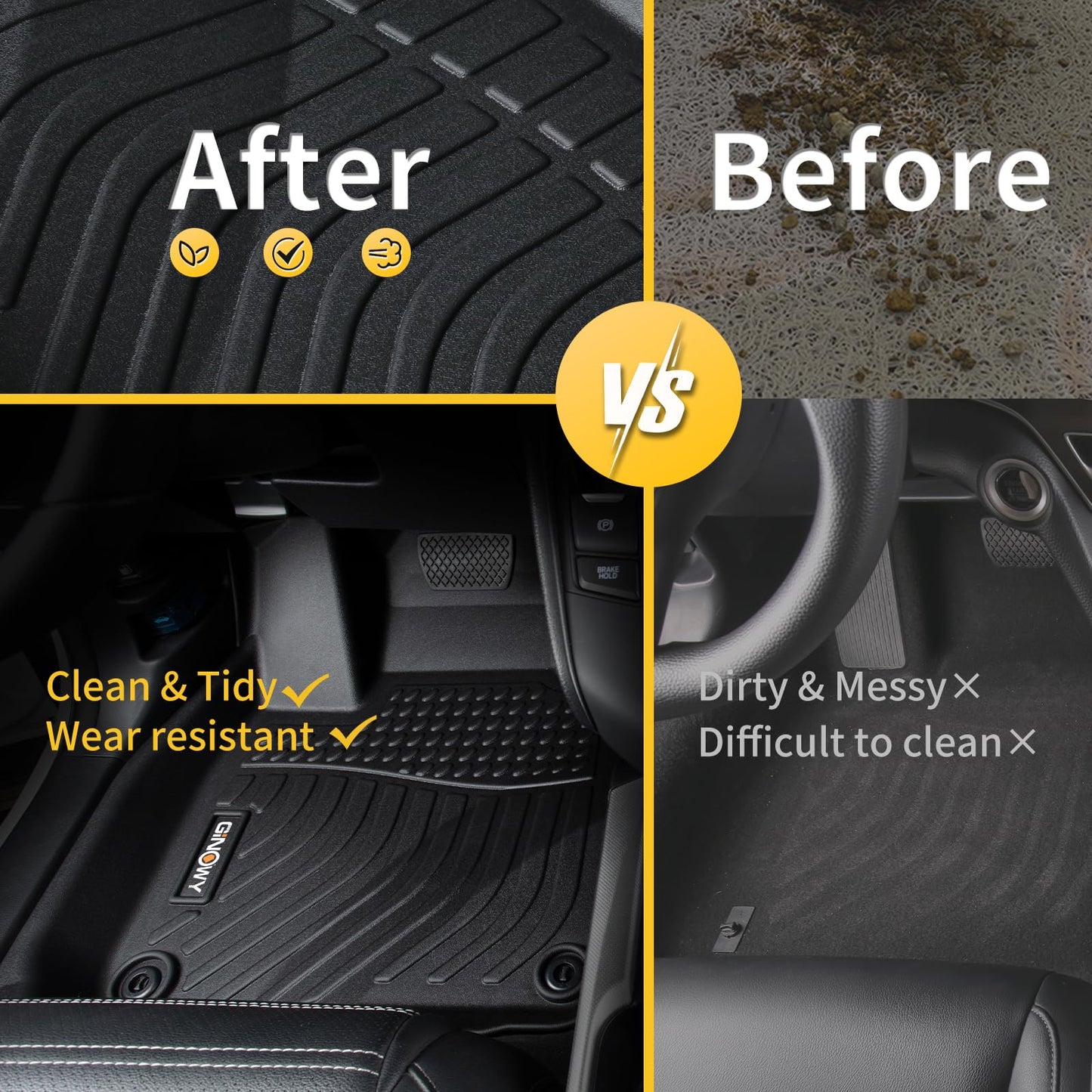 GINOWY-Floor Mats & Cargo Liner for Toyota Corolla Cross 2020-2025, All Weather Car Mats Rubbe Liners for Toyota Corolla Cross Cargo Trunk Mat Trunk Liner Accessories
