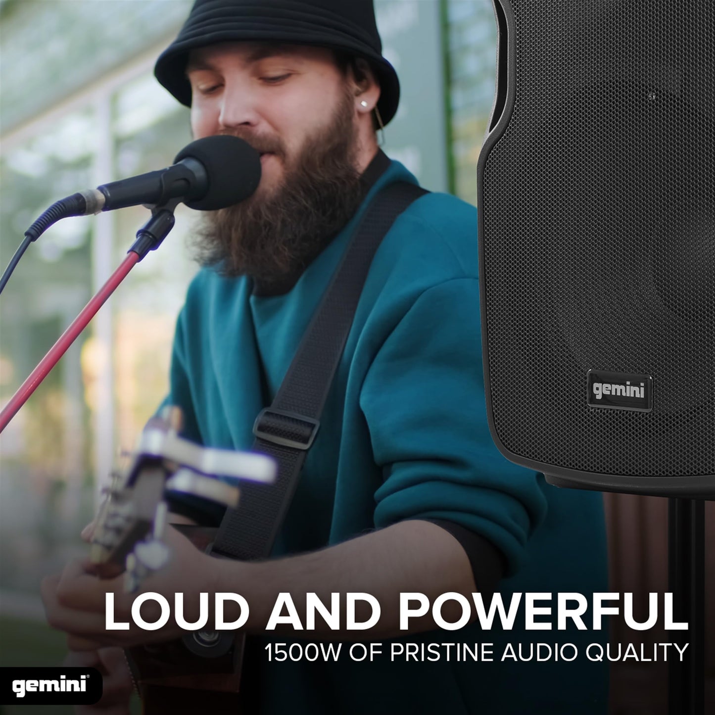Gemini 12” 1500W Wireless Battery-Powered Bluetooth PA Speaker with Mic & Guitar Inputs, USB/SD/FM – Rugged Pro Audio for Outdoor Events, Instructors & Musicians (AS-12TOGO)
