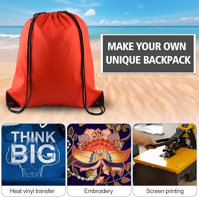 KUUQA 100Pcs Red Drawstring Backpack Bag Sack Drawstring Bags Bulk String Bags Storage Bags for Sport Gym Traveling