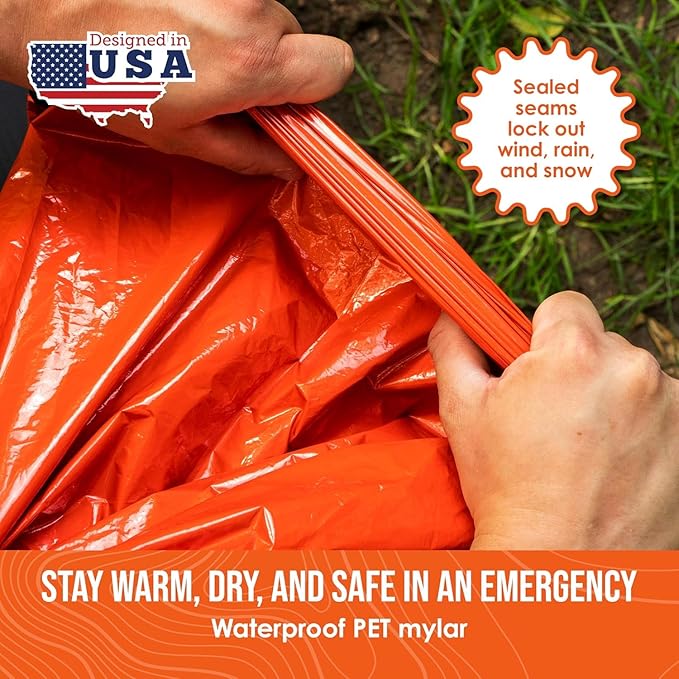 Go Time Gear Life Bivy Emergency Survival Sleeping Bag Thermal Bivy - Use as Emergency Bivy Sack, Survival Sleeping Bag, Mylar Emergency Blanket