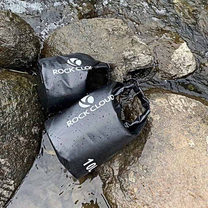 ROCK CLOUD Dry Bag Waterproof 10L Dry Sack for Kayaking Rafting Boating Beach Surfing Swimming Canoe Camping Hiking Fishing Ski, Black