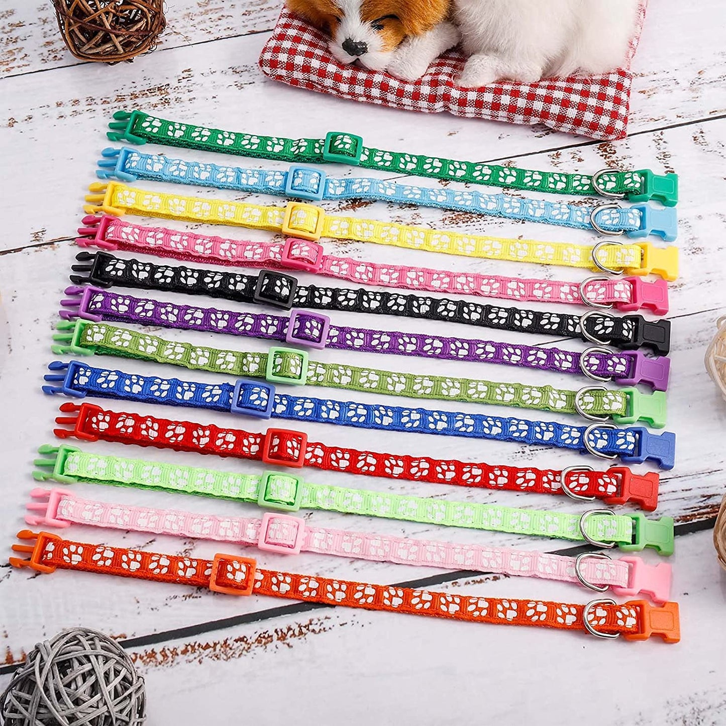 Chenkaiyang 12 Pack Puppy Collars for Litter, Adjustable Puppy ID Collars Soft Nylon Whelping Collars for Newborn Litter Pets