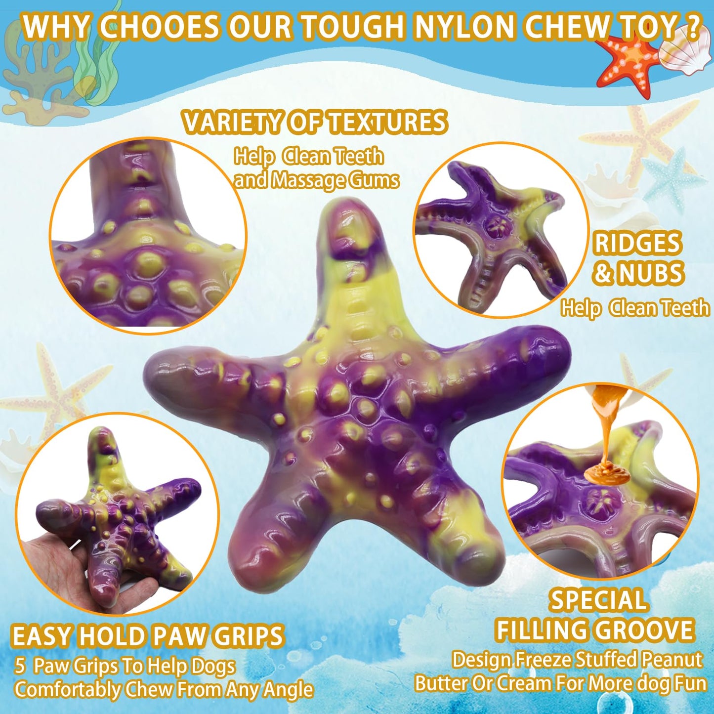 Dog Chew Toys for Aggressive Chewers,3 Pack Tough Dog Bone Toys to Keep Them Busy, Indestructible Pet Toy for for Medium/Large Breed
