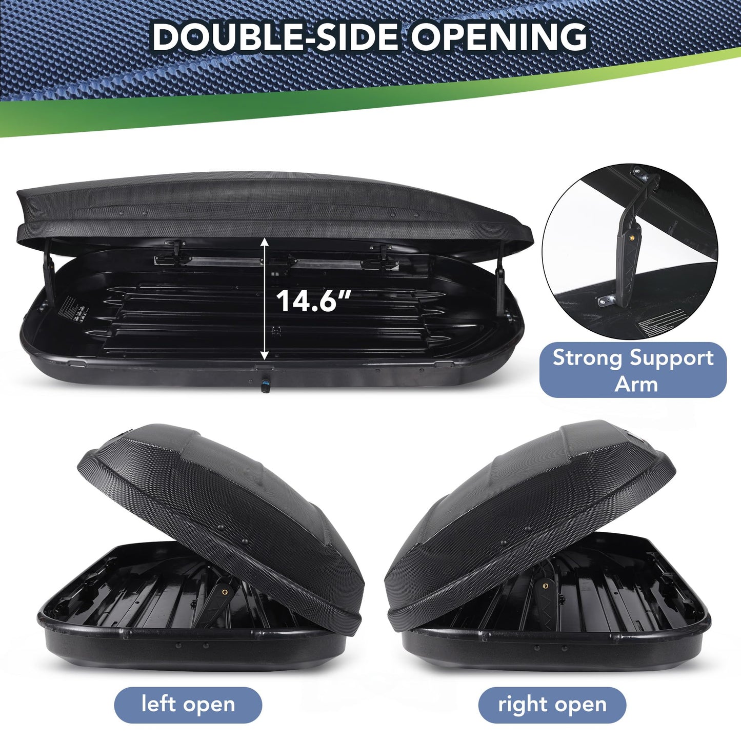 12 Cu Ft Hardshell Roof Cargo Box - 165Lb Capacity Lockable Carrier, Rooftop Cargo Carrier for SUV/Car Travel, Waterproof Storage