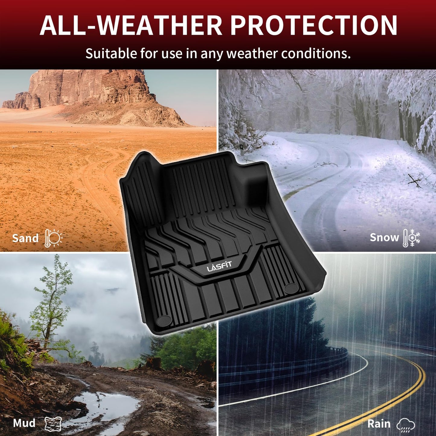 LASFIT Floor Mats for Nissan Altima 2025 2024 2023 2022 2021 2010 2019, Custom Fit All Weather Protection Durable TPE Floor Liners for 2019-2025 Altima S/SL/SR/SV/Platinum 1st & 2nd Row Car Mats,Black